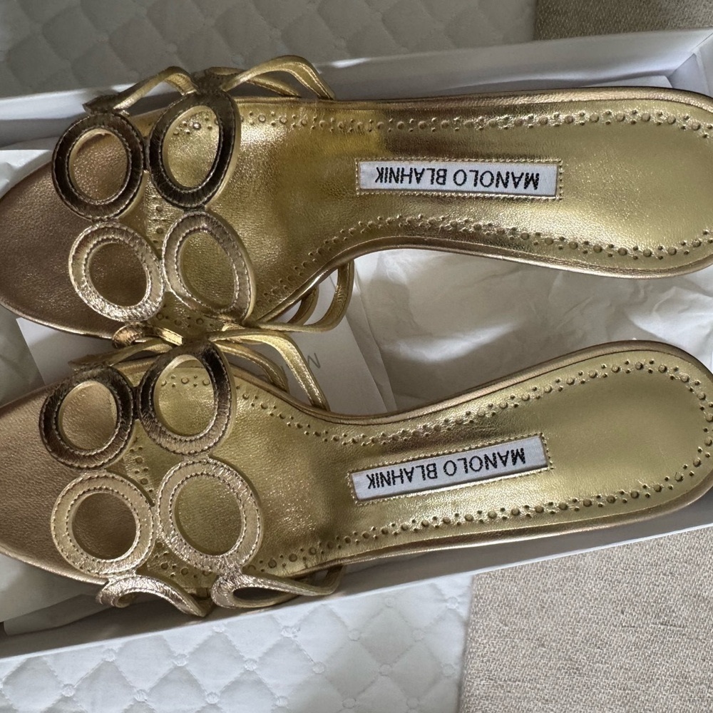 Manolo Blahnik - Barimu Gold Sandal